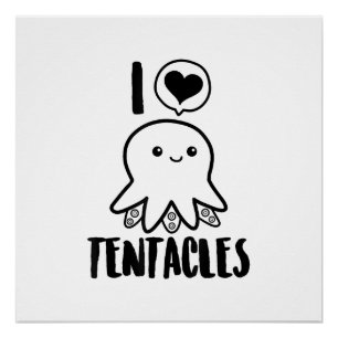 I Love Tentacles T-shirt Cute Octopus Tee Poster