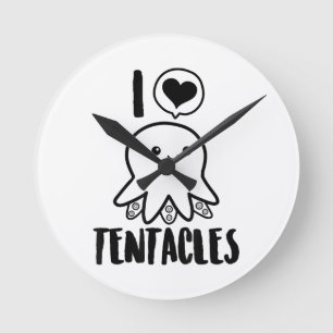 I Love Tentacles T-shirt Cute Octopus Tee Round Clock