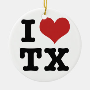 I Love texas Ceramic Tree Decoration