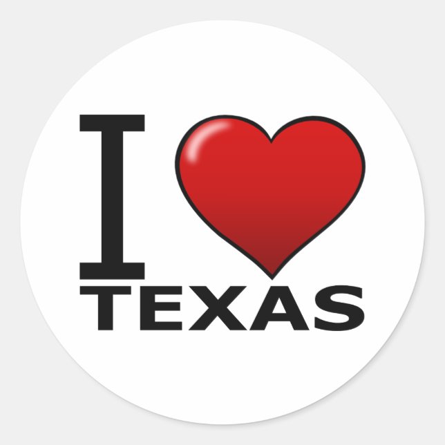I LOVE TEXAS CLASSIC ROUND STICKER (Front)