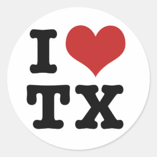 I Love Texas Classic Round Sticker