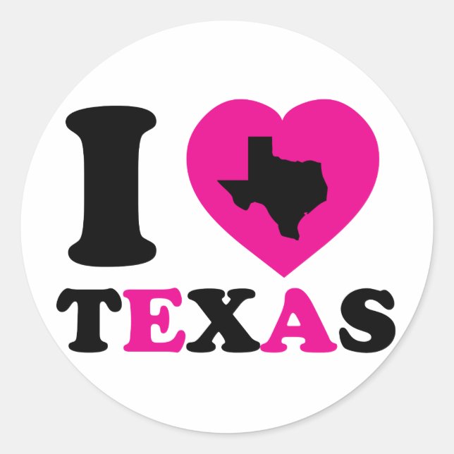 I Love Texas Classic Round Sticker (Front)