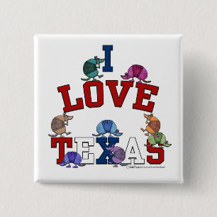 I Love Texas-Colourful Armadillos 15 Cm Square Badge
