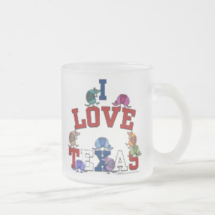I Love Texas-Colourful Armadillos Frosted Glass Coffee Mug