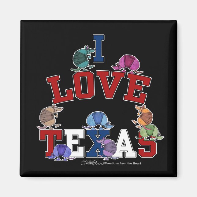 I Love Texas-Colourful Armadillos Magnet (Front)