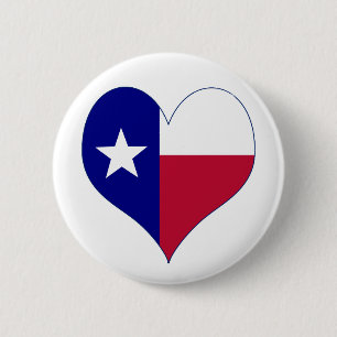 I Love Texas Flag Heart 6 Cm Round Badge