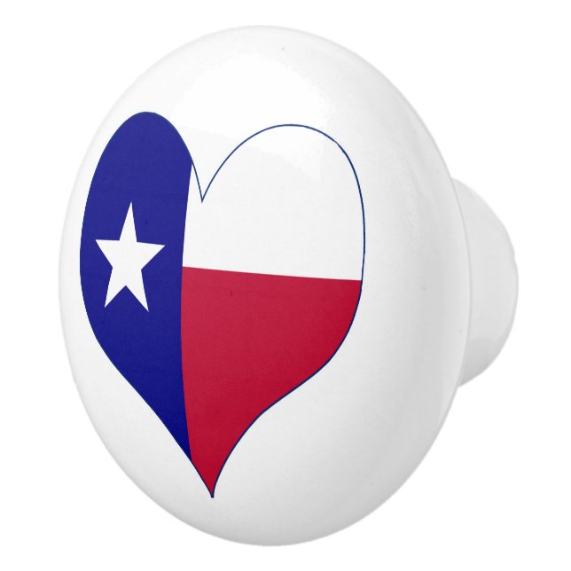 I Love Texas Flag Heart Ceramic Knob (Right)
