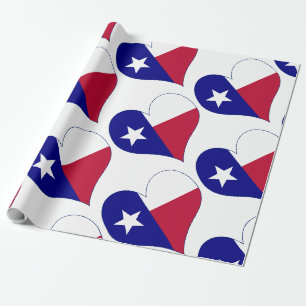 I Love Texas Flag Heart Wrapping Paper