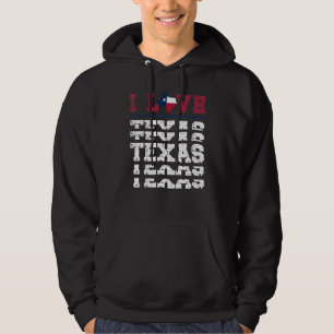 I Love Texas Flag State Shape Vintage Distressed G Hoodie