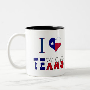 I Love Texas Flag Two-Tone Coffee Mug