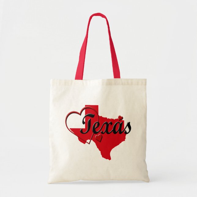 I Love Texas Hearts Map Budget Tote Bag (Front)