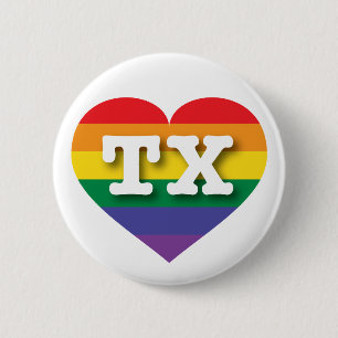 I Love Texas Rainbow Heart 6 Cm Round Badge