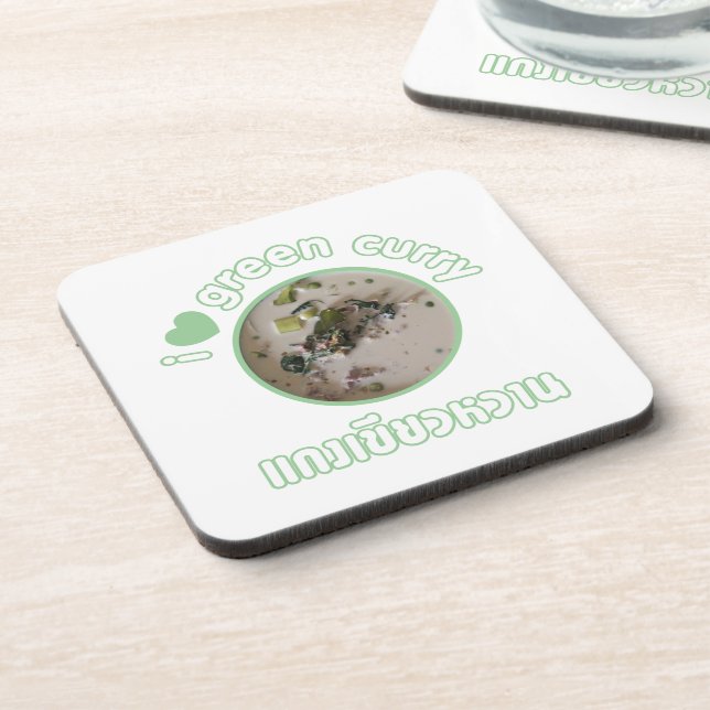 I Love Thai Green Curry ... Thailand Street Food Coaster (Left Side)
