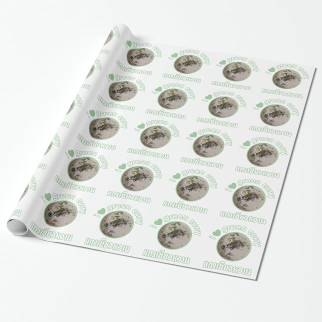 I Love Thai Green Curry ... Thailand Street Food Wrapping Paper (Unrolled)