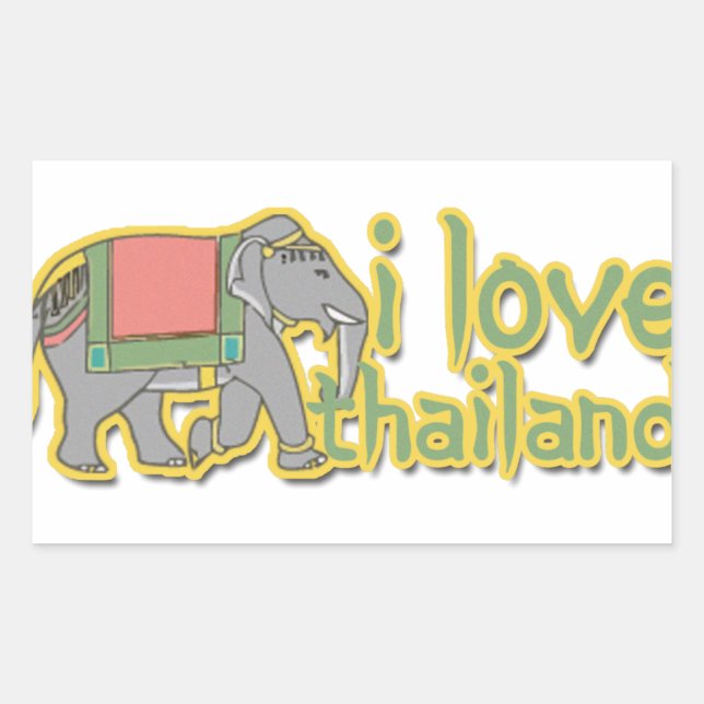 I Love Thailand Rectangular Sticker (Front)