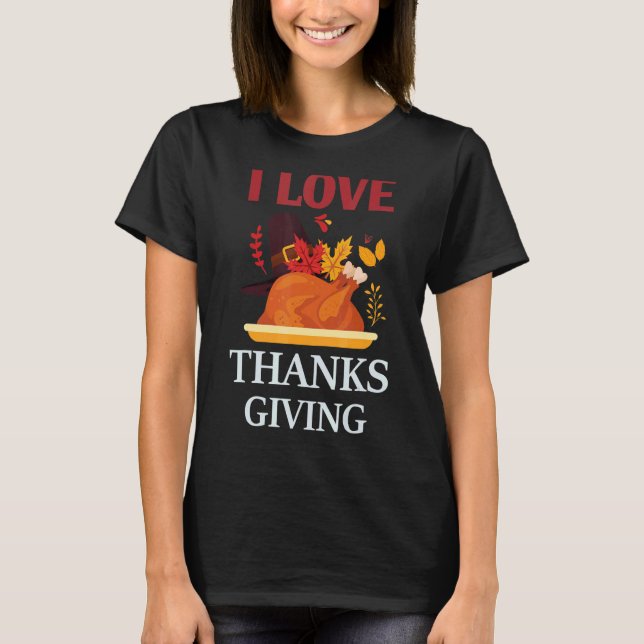 I Love Thanksgiving Costume Turkey Day Pilgrim Boy T-Shirt (Front)