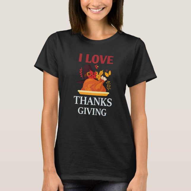 I Love Thanksgiving Costume Turkey Day Pilgrim Boy T-Shirt (Front)