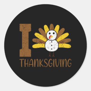 I Love Thanksgiving Turkey Day Family Kid Matching Classic Round Sticker