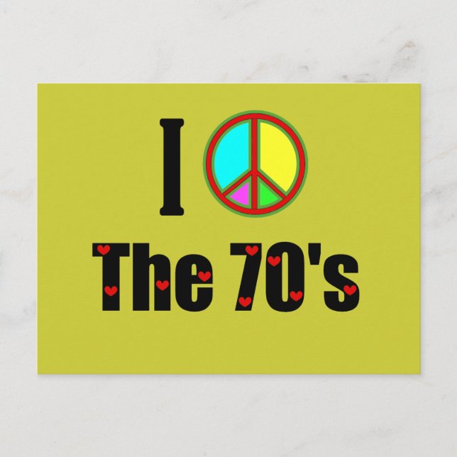 I love the 70's Peace Sign Postcard (Front)