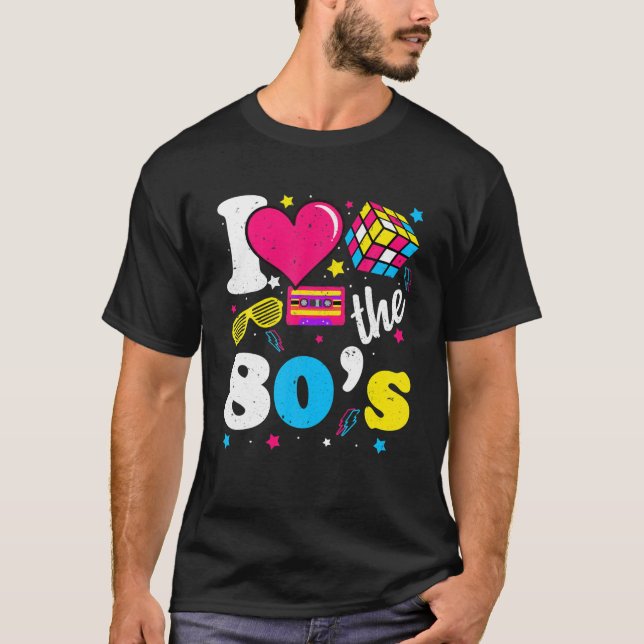 I Love The 80'S 1980S Theme Costume Party Retro Ei T-Shirt (Front)