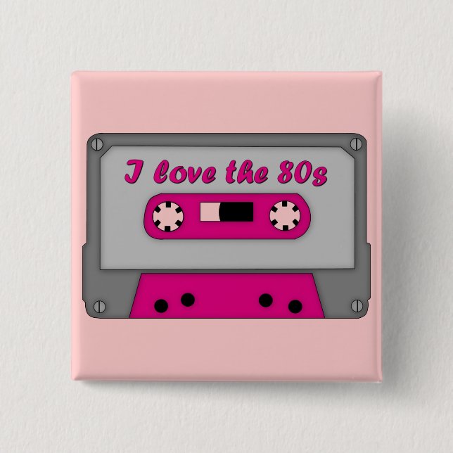I Love The 80s (cassette) 15 Cm Square Badge (Front)