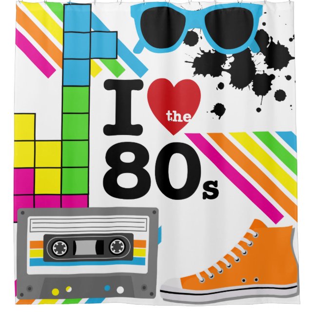 I Love the 80s Cassette Tape High Top Sneaker Shower Curtain (Front)