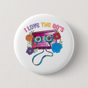 I Love the 80s cassette vintage music 6 Cm Round Badge