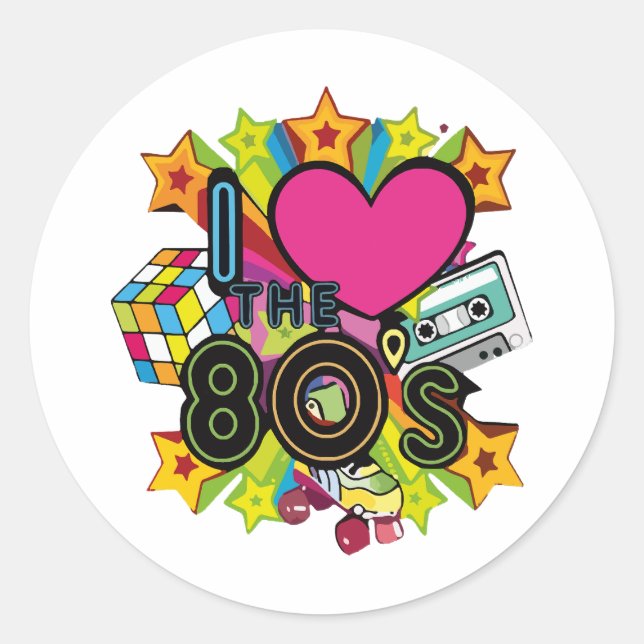 i love the 80s classic round sticker (Front)