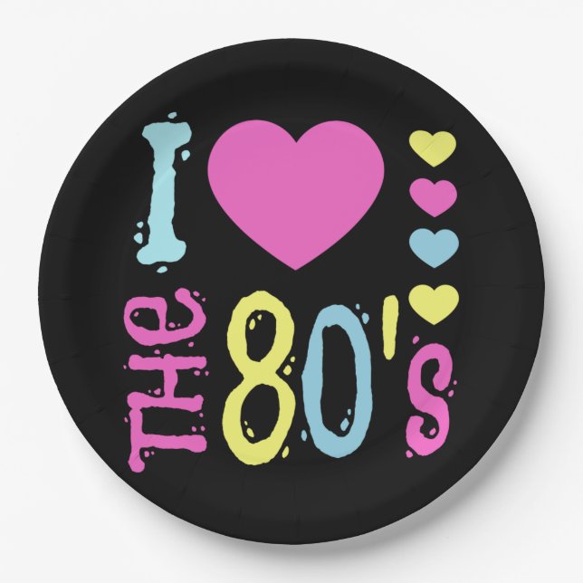 I Love the 80s Disco Costume Paper Plate (Front)