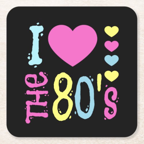 I Love the 80s Lovehearts Coaster Set of 6