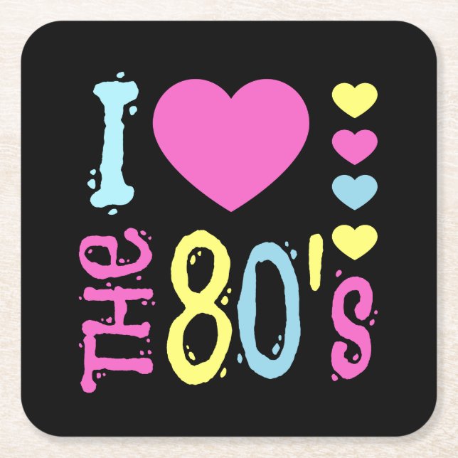 I Love the 80s Disco Costume Square Paper Coaster (Front)
