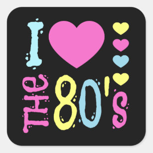 I Love the 80s Disco Costume Square Sticker