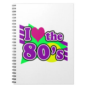 I Love the 80's Geometric Neon Eighties Party Notebook
