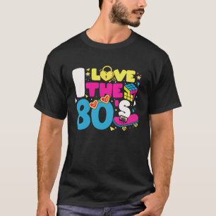 I Love The 80s Heart Colour Vintage Retro Party T-Shirt