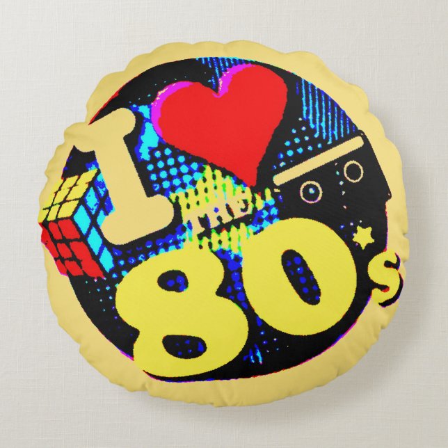 I Love The 80s Round Cushion (Front)