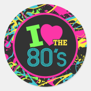 I Love the 80s Sticker, Neon 80s Party Decor Classic Round Sticker