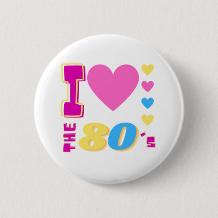 I Love The 80's Vintage 1980s 80s Party 6 Cm Round Badge