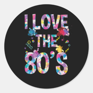 I Love the 80's Vintage Retro Water-Color Eighties Classic Round Sticker