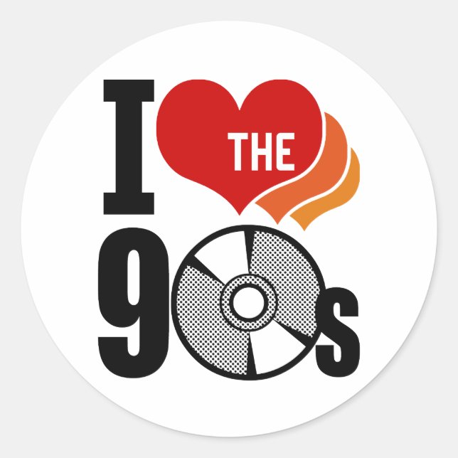 I Love The 90s Classic Round Sticker (Front)