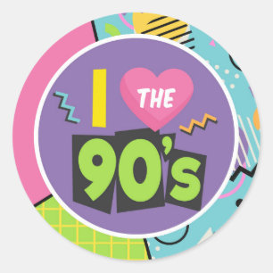 I Love the 90s Sticker, 90s Party Decor Sticker