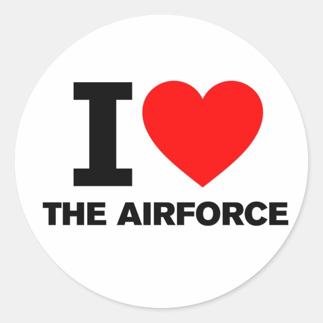 I Love the Airforce Classic Round Sticker (Front)