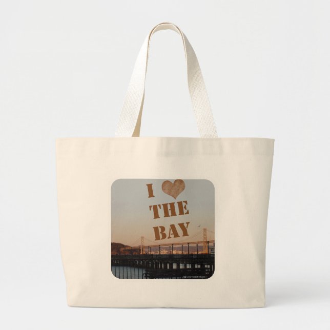 I Love The Bay Scenic Travel Photo Logo Large Tote (Front)