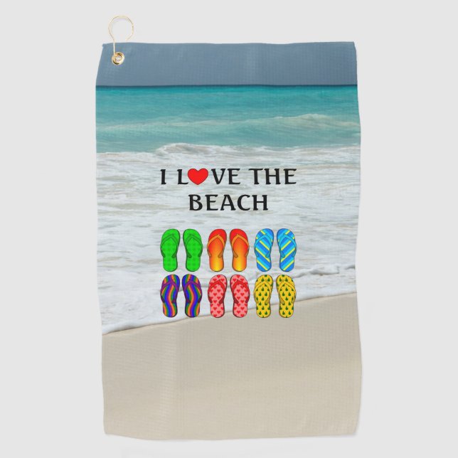 I Love the Beach Golf Towel (Front)