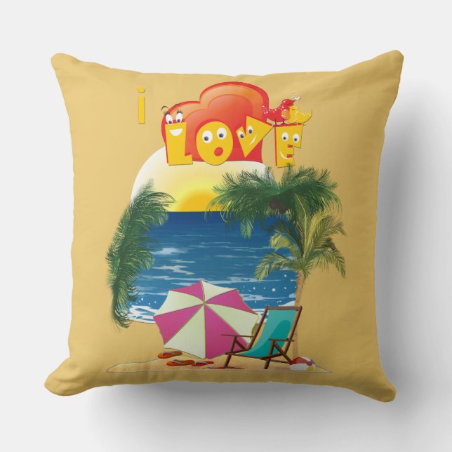 I love the beach in summer cushion (Front)