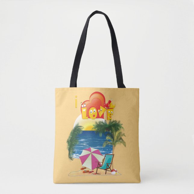 I love the beach in summer tote bag (Front)