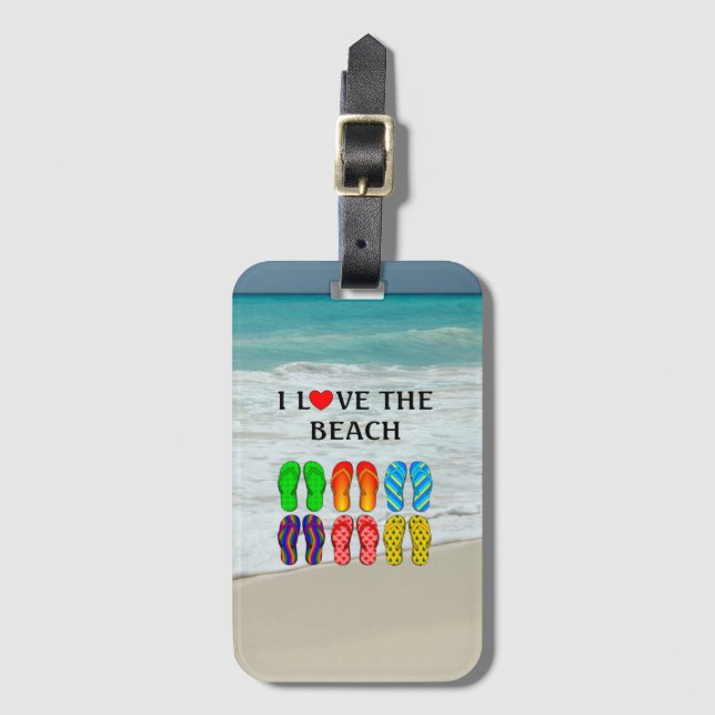 I Love the Beach Luggage Tag (Front Vertical)
