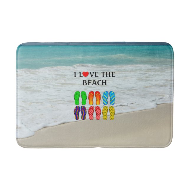 I Love the Beach, popular design Bath Mat (Front)