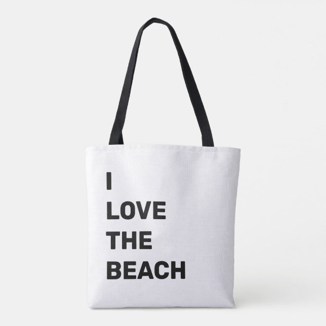 I Love The Beach Summer Quote Typography Tote Bag (Back)