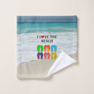 I Love the Beach Wash Cloth