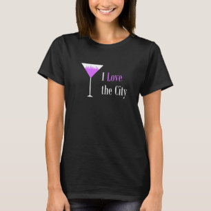 I Love The City Purple Martini Drink Glass Citysca T-Shirt